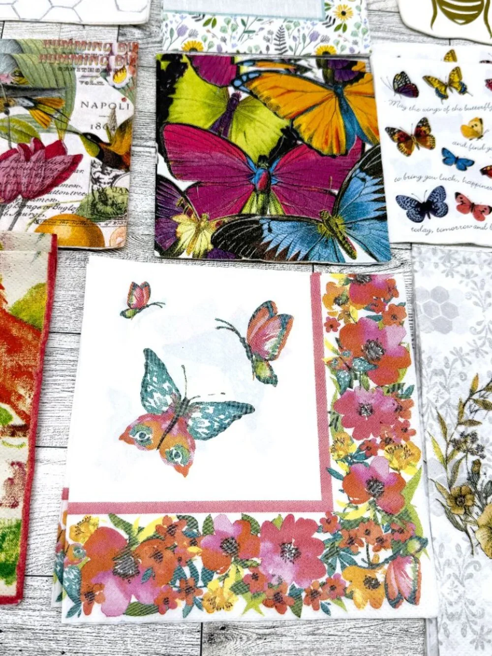 38 Napkins for Crafts/Decoupage - Birds, Bees, & Butterfly Theme-19 Napkins (x2)
